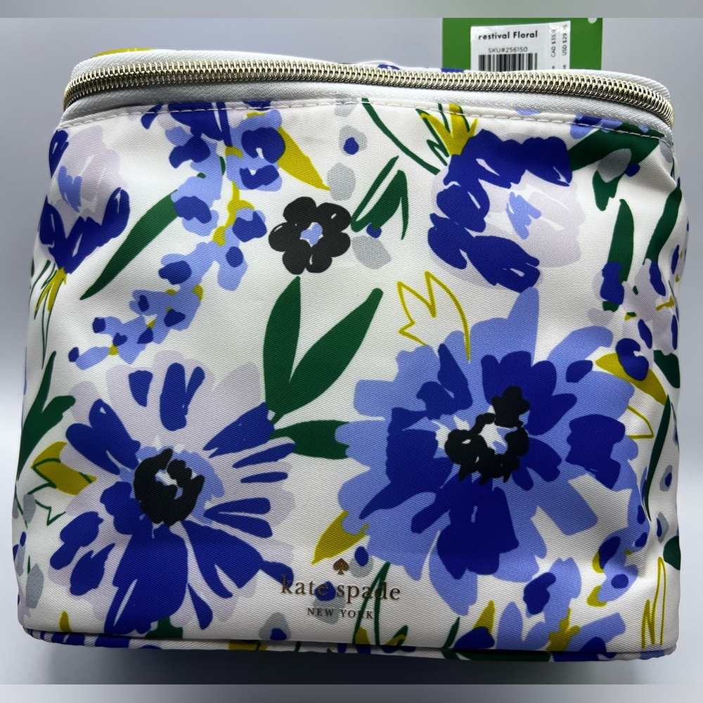 Kate Spade Festival Floral Lunch Tote in Blue, Green, Yellow, & White NEW w TAGS - Picture 3 of 12